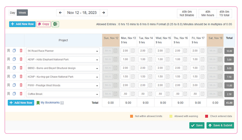 Web timesheet software with Time tracking and expense management
